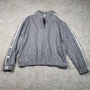 PINK Victoria's Secret‎ Quarter Zip Pullover Sweatshirt Heather Gray Logo XS